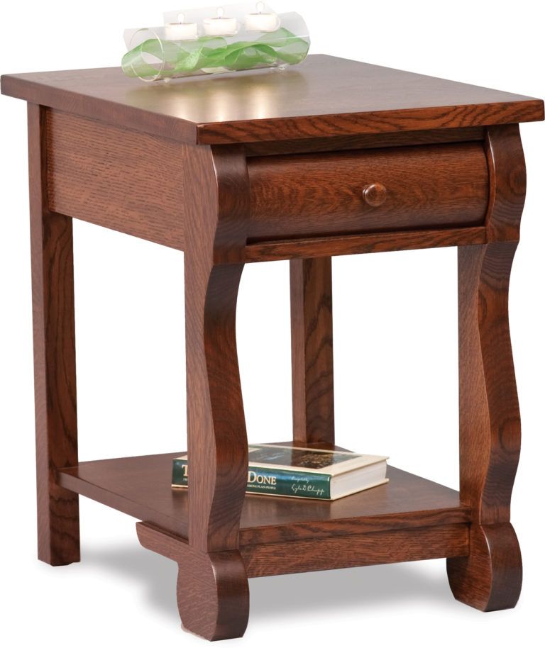 Amish Old Classic Sleigh Open End Table with Drawer
