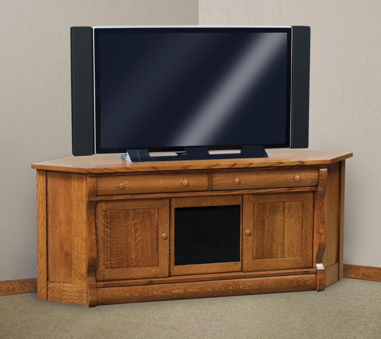 Custom Old Classic Sleigh Three Door Corner TV Stand