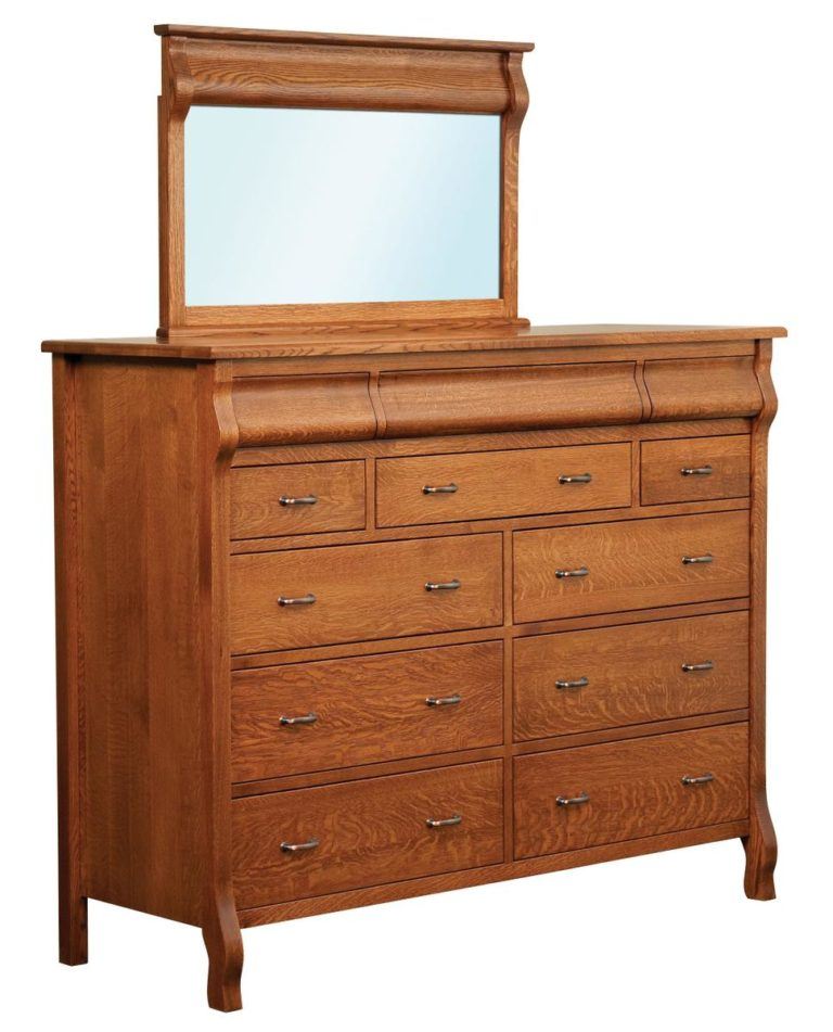 Amish Pierre Twelve Drawer Dresser with Mirror