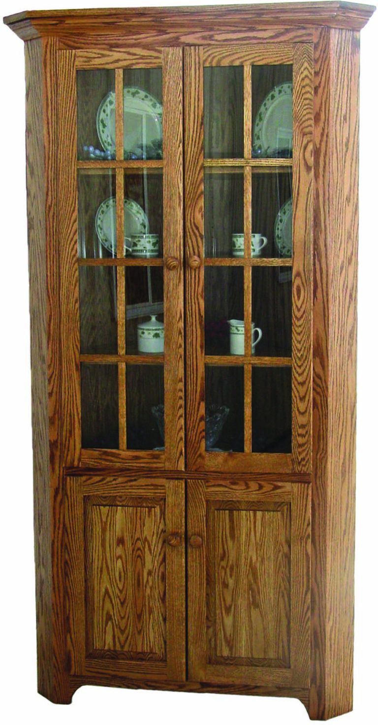 Amish Shaker Corner Cabinet Hutch