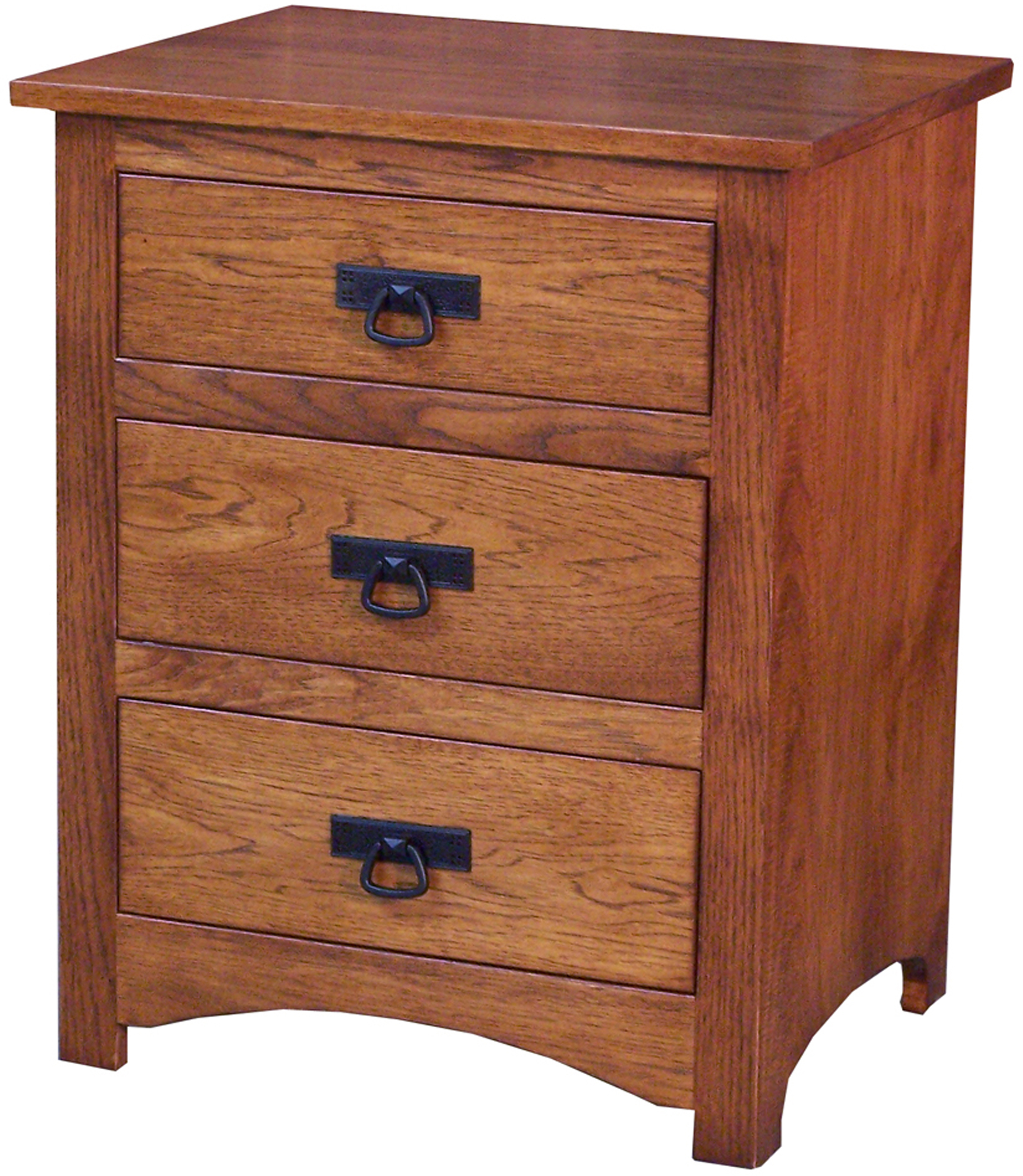 Amish Shaker Hickory Three Drawer Nightstand | Bedroom Furniture