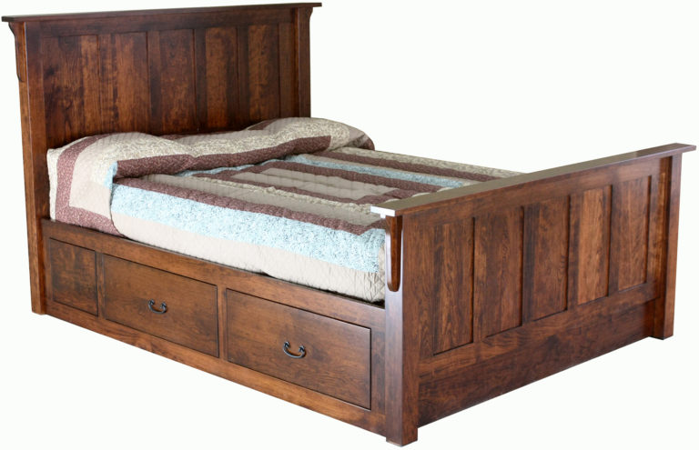 Amish Storage 4 Drawer Bed Rail