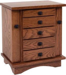 20 inch Winged Mission Dresser Top Jewelry Cabinet