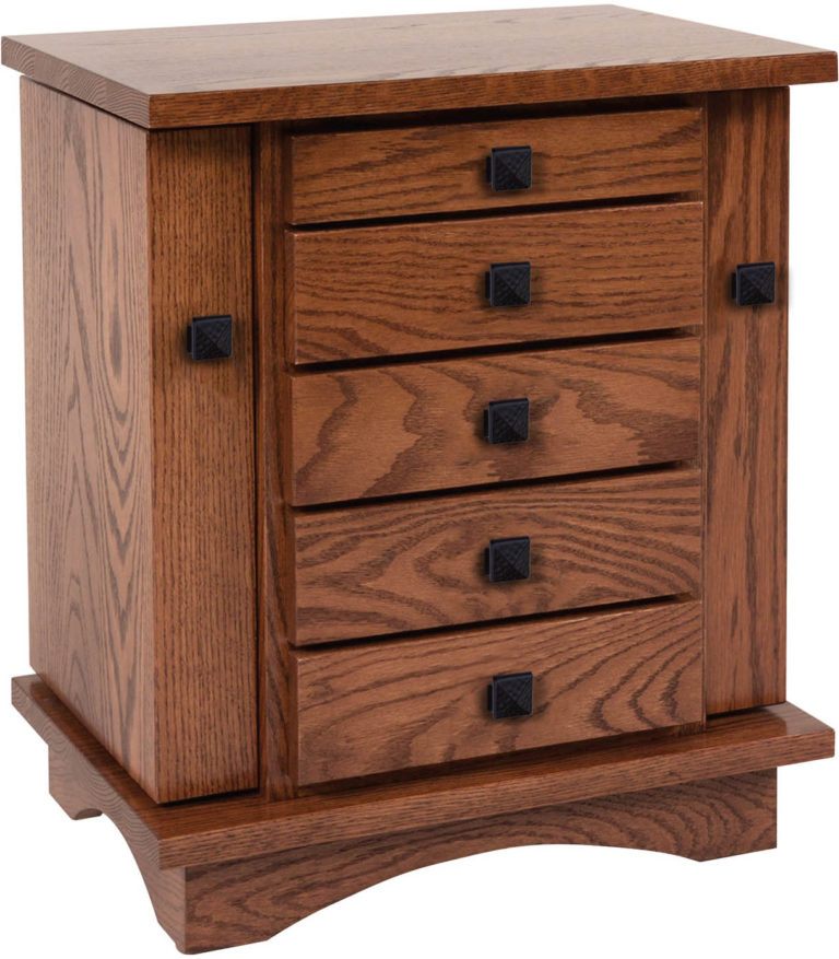 Amish 20 inch Winged Mission Dresser Top Jewelry Cabinet Oak