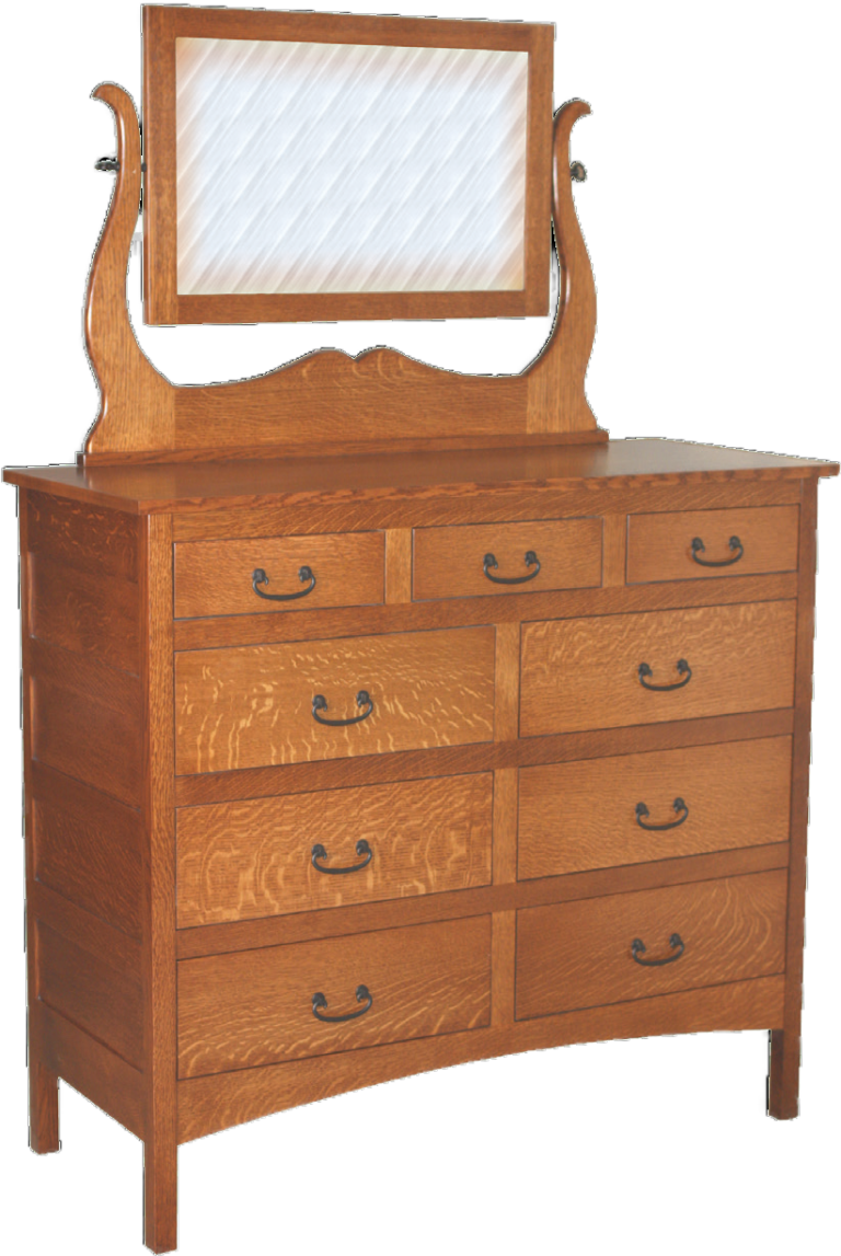 Amish Granny Mission 9 Drawer Mule Dresser with Mirror