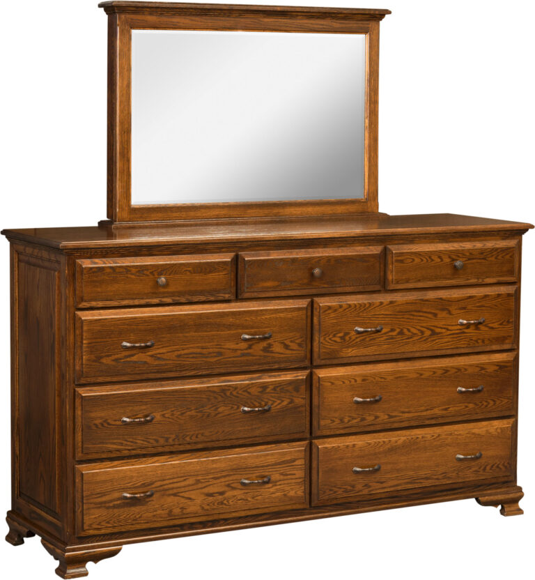 Custom Americana High 9 Drawer Dresser with Mirror