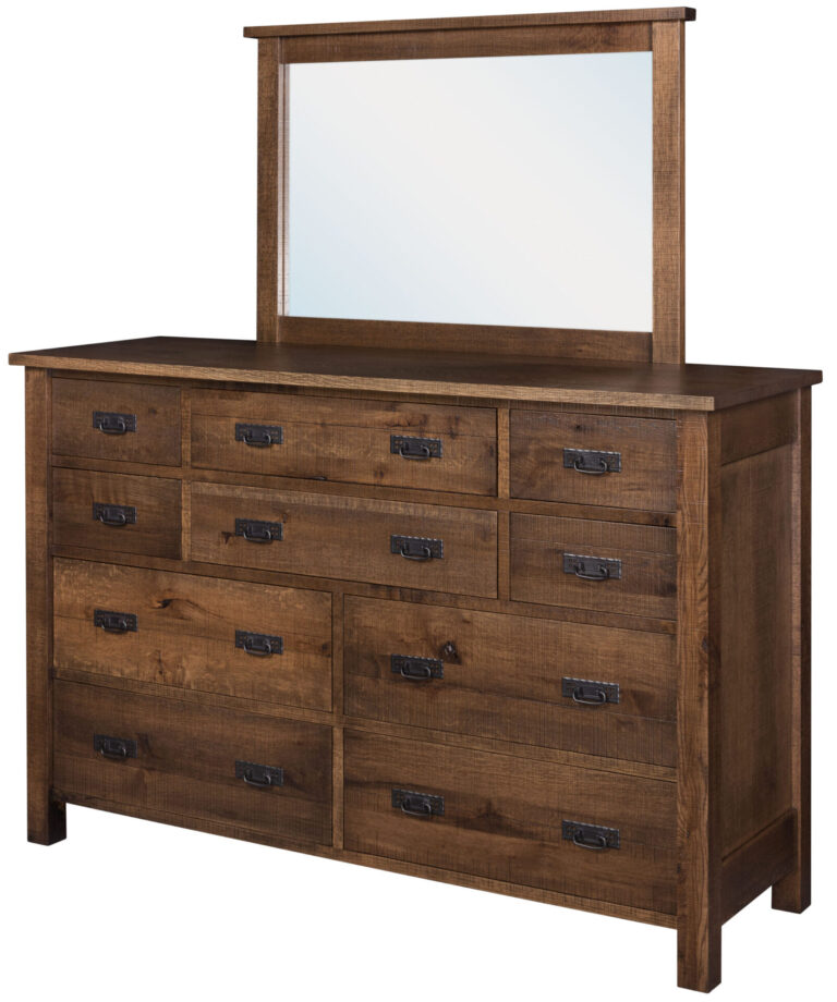 Amish Regent 10 Drawer Dresser with Mirror
