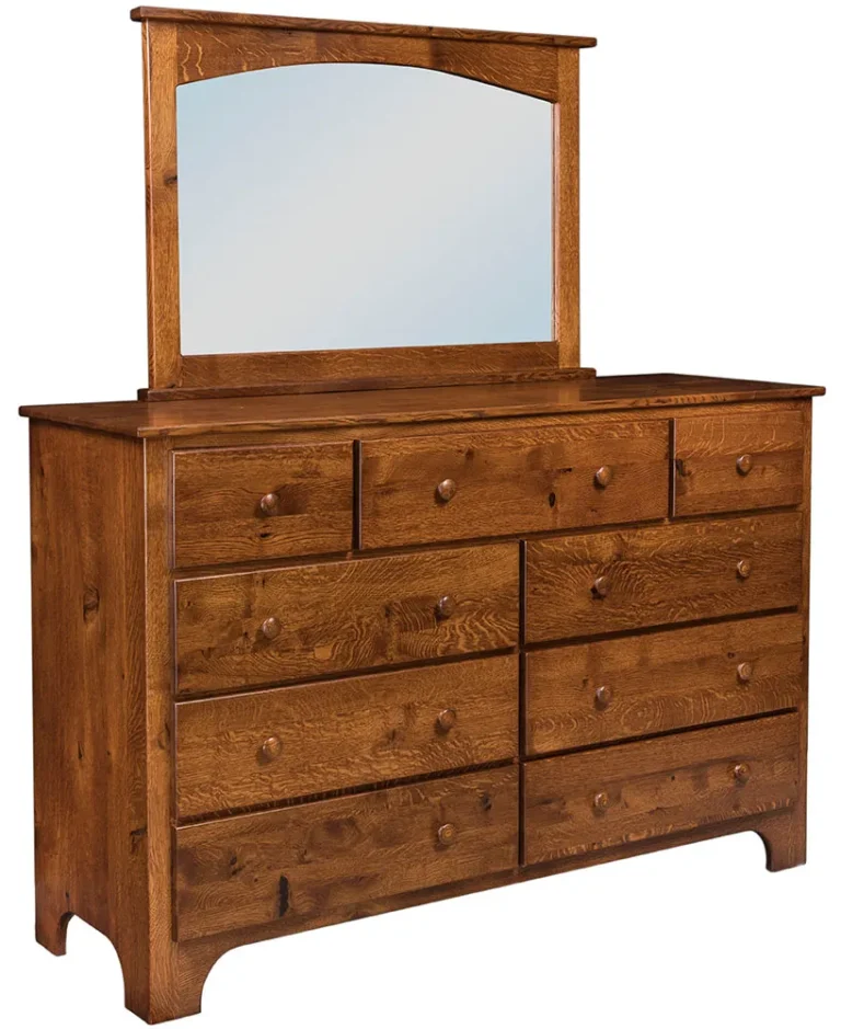 Custom Ridgecrest Shaker Nine Drawer Dresser with Mirror