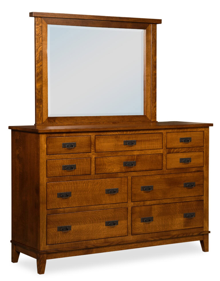 Custom Sierra Mission Ten Drawer Dresser with Mirror