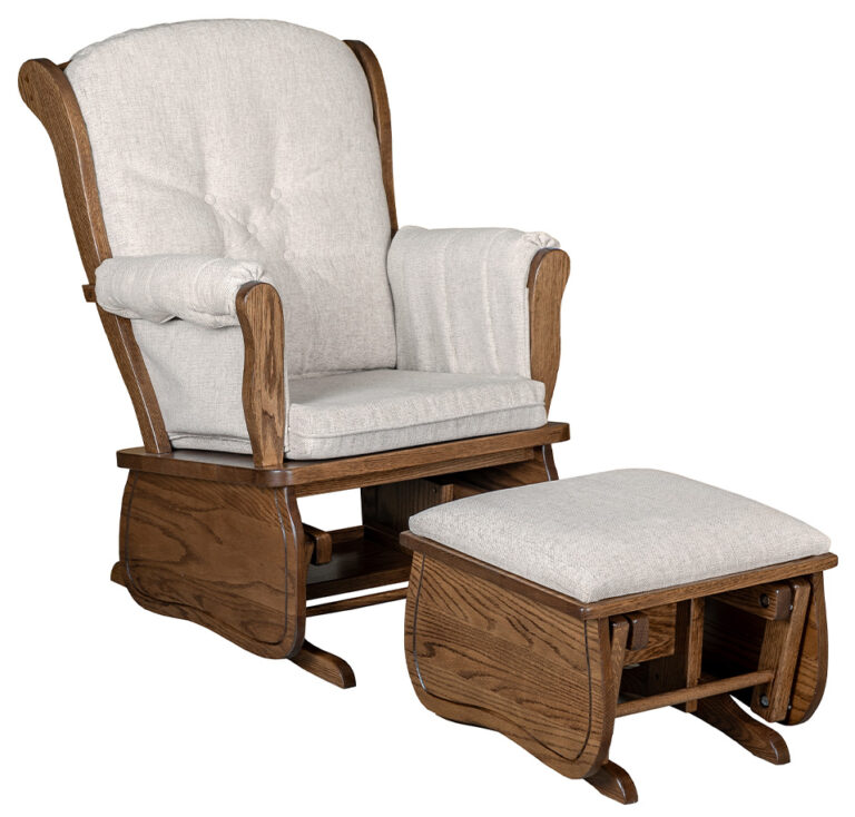 Custom Swanback Minnie Glider with Ottoman and Padded Arms