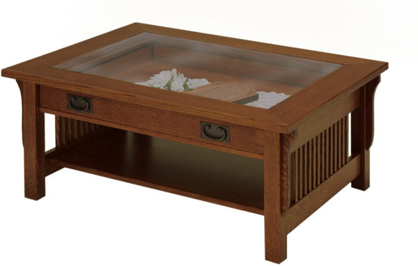 Amish Landmark Glass-Top Coffee Table
