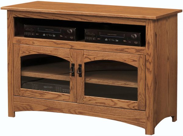 Mission Two Arched Glass Doors Tv Stand Amish Mission Tv Cabinet