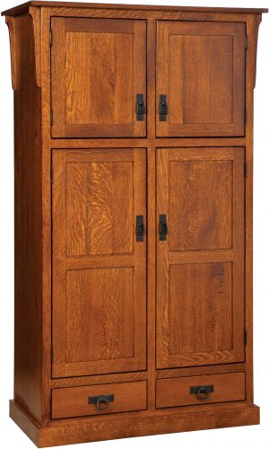 Amish Mission 4 Door Pantry with Bottom Drawers