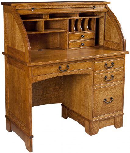 42 Inch Noble Mission Roll Top Desk Custom Amish Noble Mission Desk