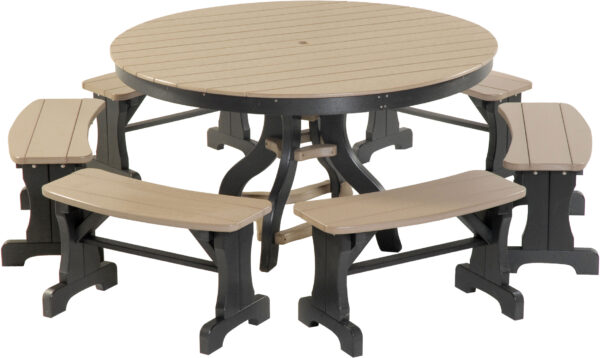 Poly Round Patio Table with Benches