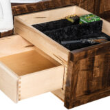 Rough Sawn Platform Bed with Two Secret Drawers (One Per Side); Available in CA King, King or Queen Bed