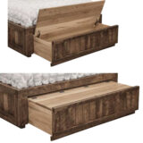 Rough Sawn Platform Bed with Footboard Drawer with Bench and Lid