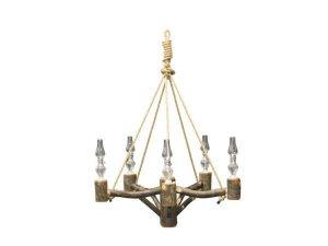 Hickory Old Country Chandelier Featuring Kerosene Lamps