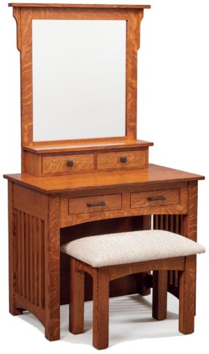 Mission Dressing Table with Fabric Bench